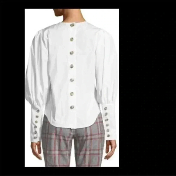 Veronica beard CLARKE BUTTON-BACK POPLIN TOP IN WHITE in size 0 - Picture 8 of 8